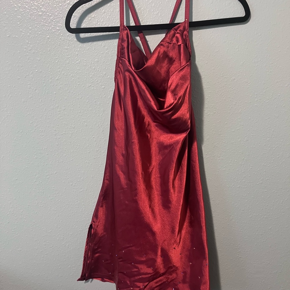 Weissman Burnt Orange Satin Dress